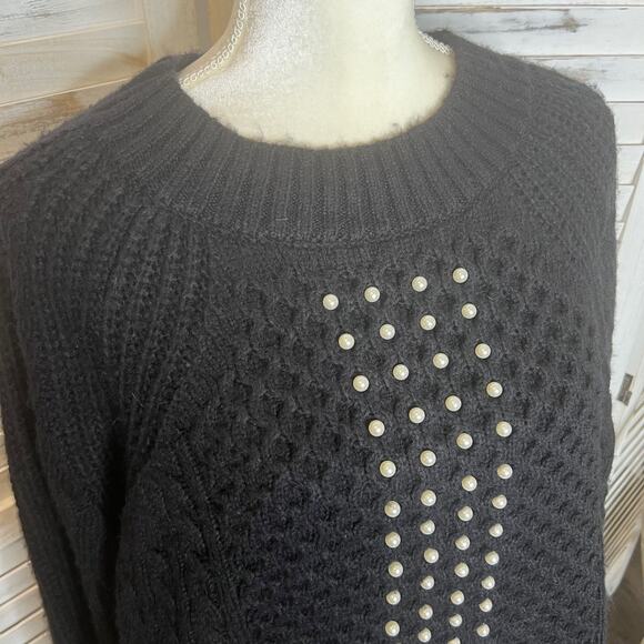 SOFT SURROUNDINGS Women's PLUS 2X Noemi Cable Knit Sweater Pearl Embossed Black - Picture 7 of 13